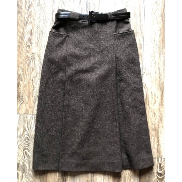 Anne Klein II Dresses & Skirts - Anne Klein II Women’s Brown Tweed Wool Blend Midi Skirt Belted Vintage Size 8